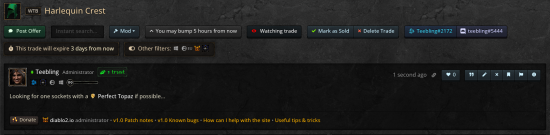 A want to buy order for Harlequin Crest