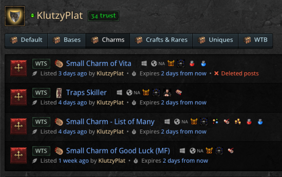 A customised stash of an active trader, with personalised tab names
