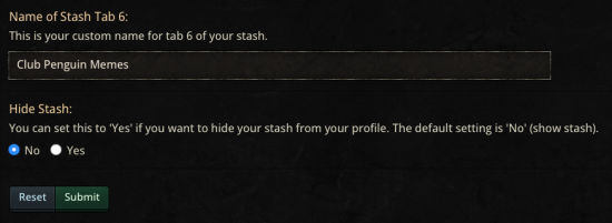 The option to hide your stash altogether is found in your Edit Profile section