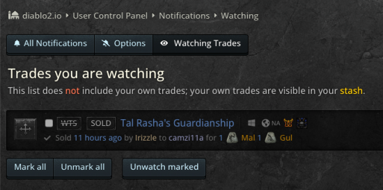 New watching trades area excludes your own trades and is used for monitor what you want rather than what you have