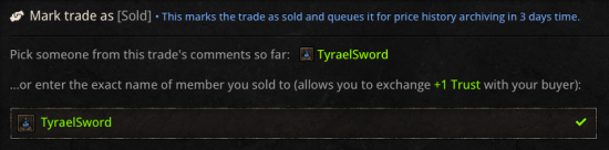 Picking a test user from the suggested list instead of typing your buyer's username
