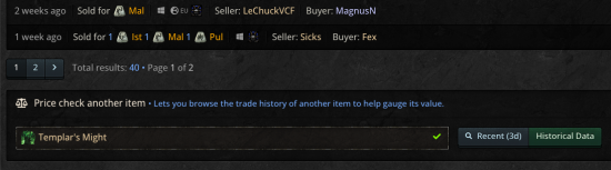 Price check search at footer of price check results