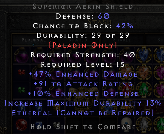 Eth Superior Aerin Shield Price Check diablo2.io