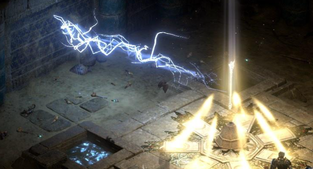 The Horadric Staff opening the seal to the tomb of Tal Rasha.