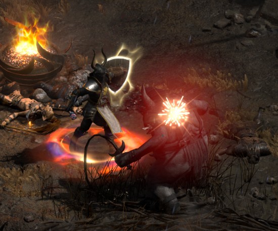 Paladin about to defeat Shenk for the Siege on Harrogath quest.