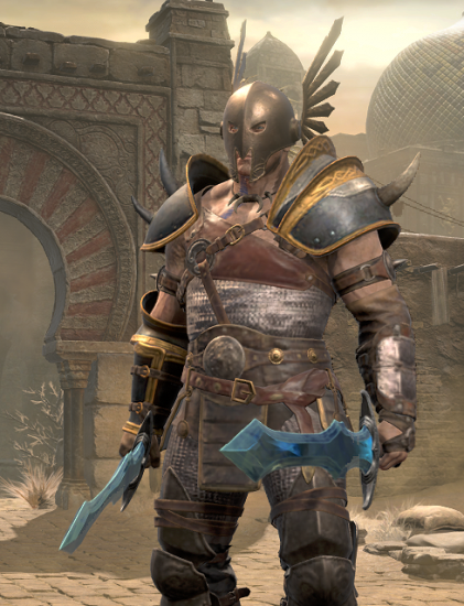 Dual-wielded Phase Blades by a Barbarian.