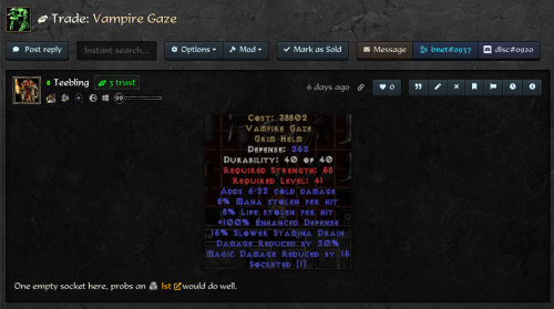 A standalone trade with comments below