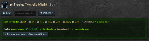 Once marked as sold, the person sold to can then grant you '+1 trust'