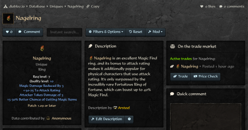 If items are detected in trades, the trade is viewable on item itself. Sold trades also show.