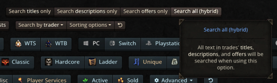 Search options