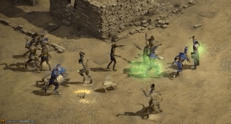 Necromancer fighting in the Act II Desert.