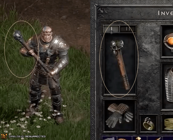 The 3D model of the unique maul here matches its icon artwork.