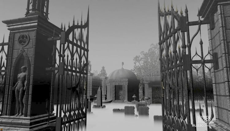 Monochrome basic render of the environment for D2's Burial Grounds (by the look of it).