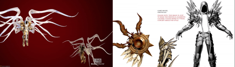 Tyrael annotated concepts from the original game. The model's wings were used 1:1 for Resurrected.