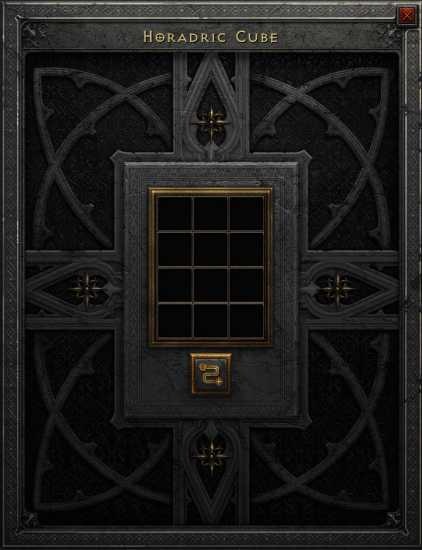 The cube's interface, where items can be placed to complete cube recipes or simply used as extra storage.