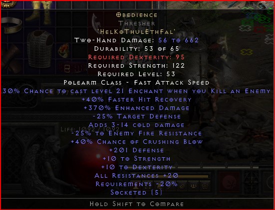 Obedience Runeword in thresh