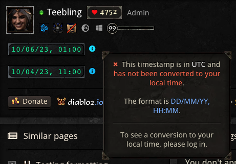Guests on Desktop will see a hover tooltip (UTC)