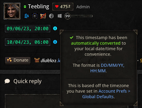 Members on Desktop will see a hover tooltip (Converted to Local)