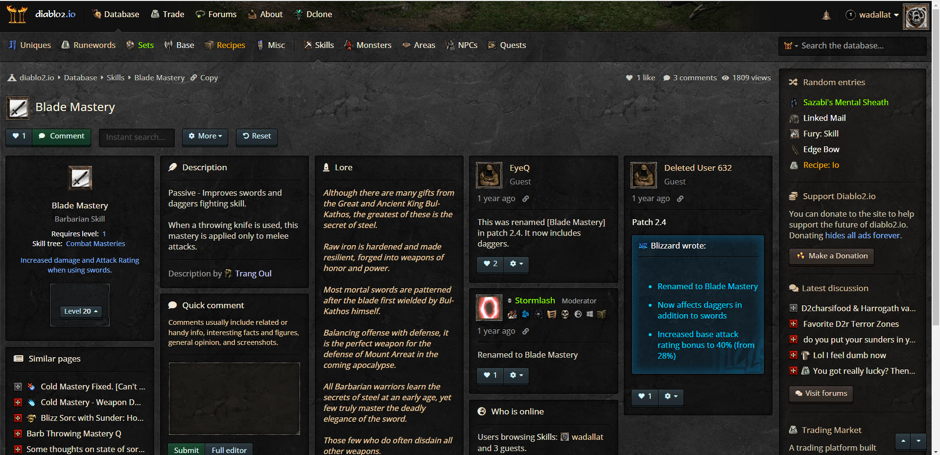 Missing info for Blade Mastery