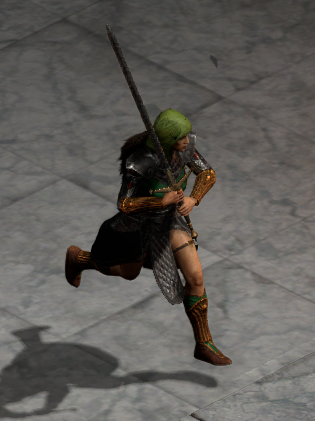 A Sorceress wielding a Bing Sz Wang.