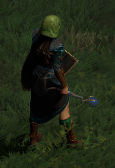 A Sorceress wielding an Ethereal Death's Fathom.