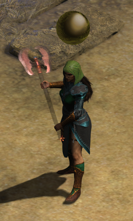 A Sorceress wielding an Ethereal Stormrider.