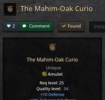 Adding an item to the grail from its database page