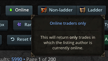 Filtering for online trader listings