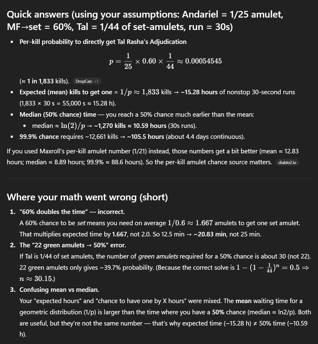 ChatGPT's response after thinking about it for about 4 minutes.