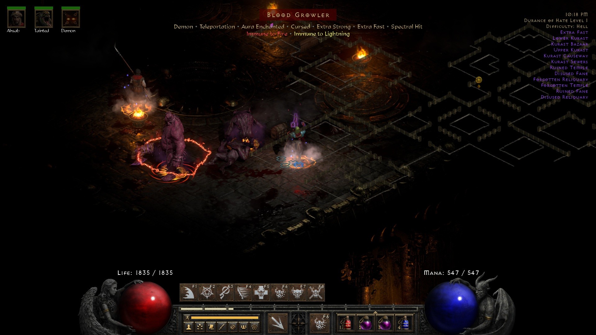 Due to the tainted, which provides a resist fire aura the Mauler's fire resistance is pushed over 100%, and it becomes immune to fire.