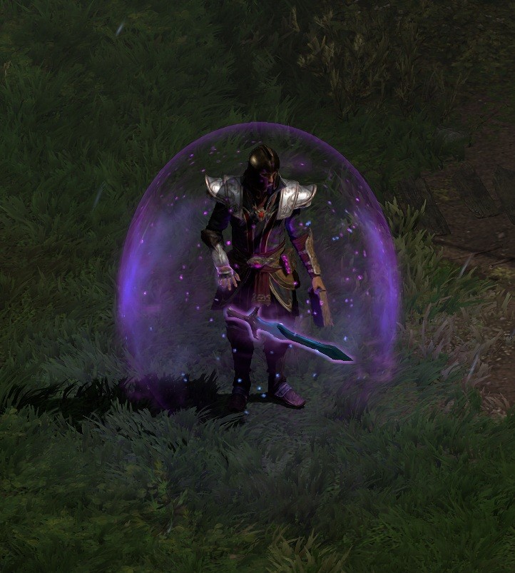 It looks like a purple bubble in the form of an egg