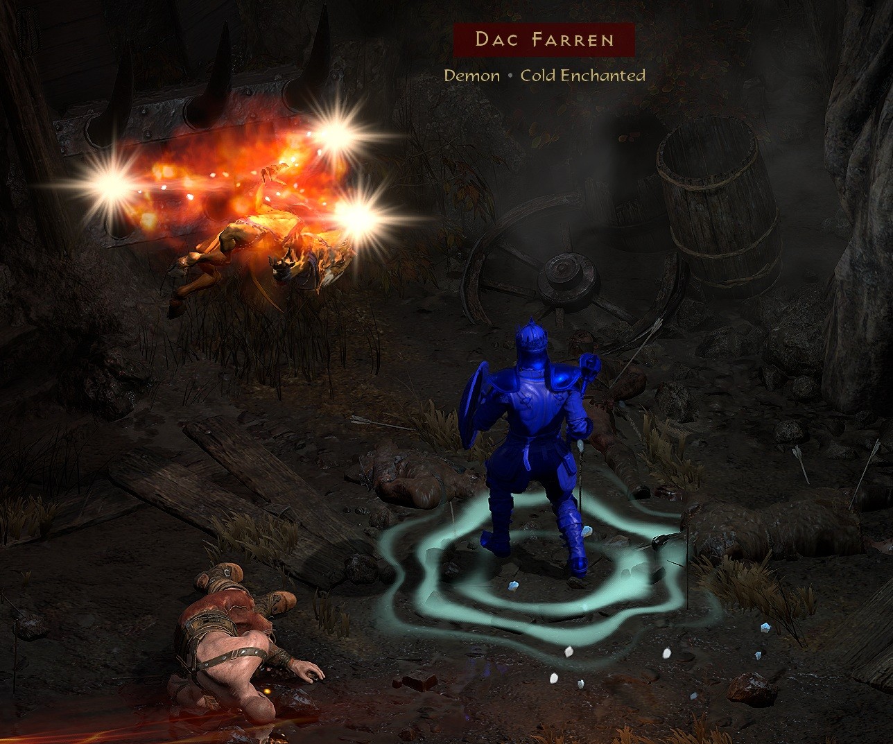 An imp's teleportation begins with a somersault