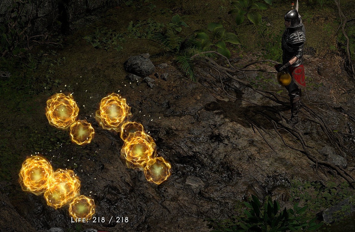 Balls of yellow light appear.