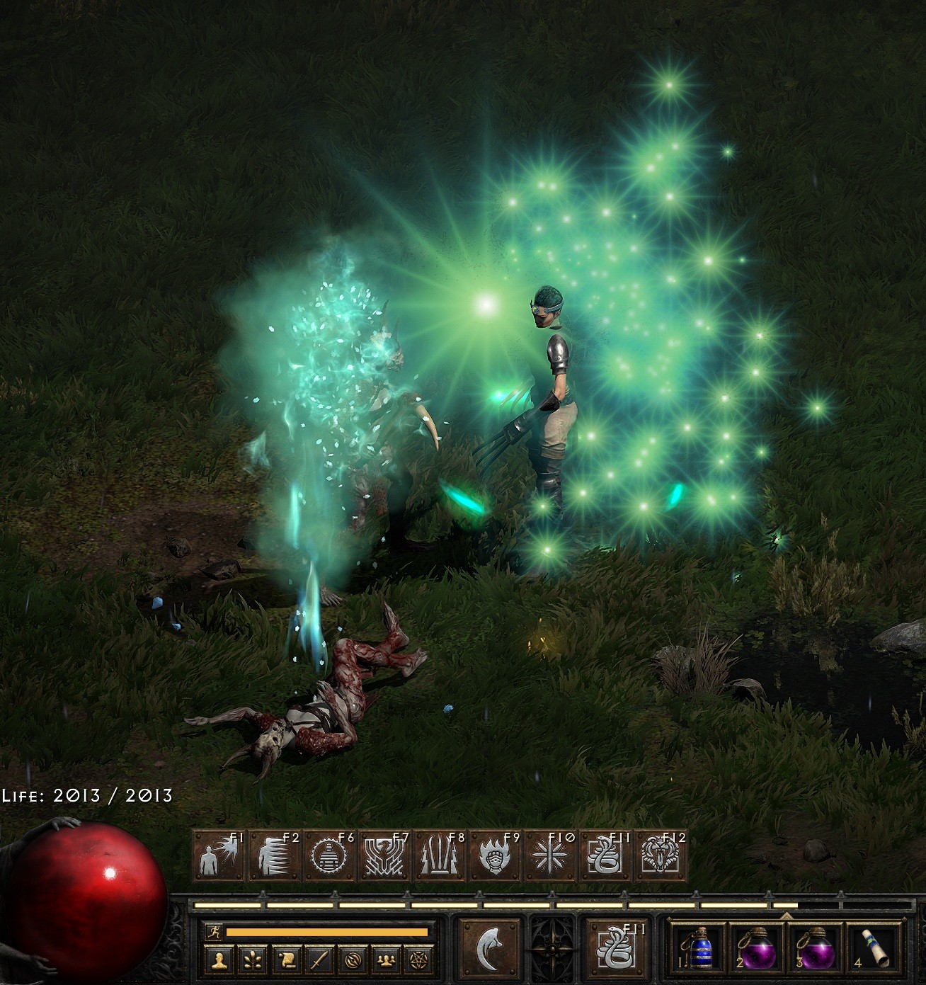 The monster is hit, the leech is applied