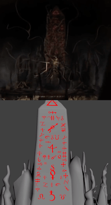 Cinematic showing Baal entrapped and the original Diablo 2 source model of the obelisk behind him.