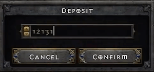 Depositing gold in the stash.